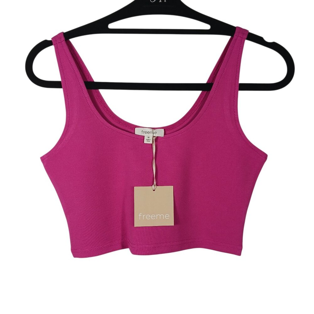 NWT Freeme  Pink Cropped Tank Size Medium Casual, Athleisure Layering Piece
